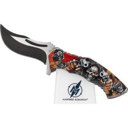 Couteau pliant T&ecirc;te de mort 3D