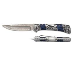 Couteau damas stamina bleu.
