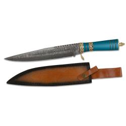 Couteau damas avec gaine en cuir