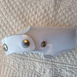 ancien &eacute;tui f&eacute;minin synth&eacute;tique blanc pour revolver Police Nationale Ruger 38SP