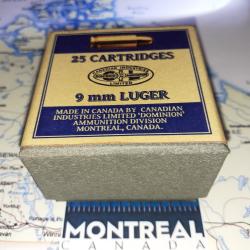 9 mm Para ou "Luger" (CIL Dominion): AU CHOIX;  Reproduction boite munitions (vide) CIL 14359590