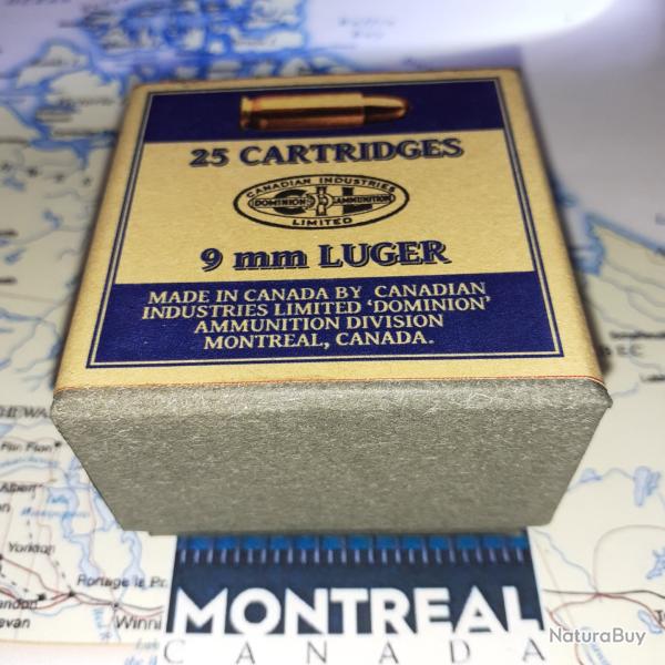 9 mm Para ou "Luger" (CIL Dominion): AU CHOIX;  Reproduction boite munitions (vide) CIL 14359590