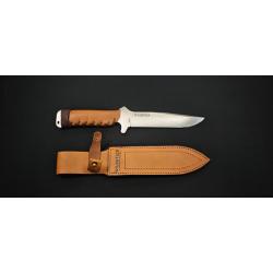 Wildsteer TX-H - Couteau &agrave; lame fixe - Manche Cuir Gold & &Eacute;tui Cuir