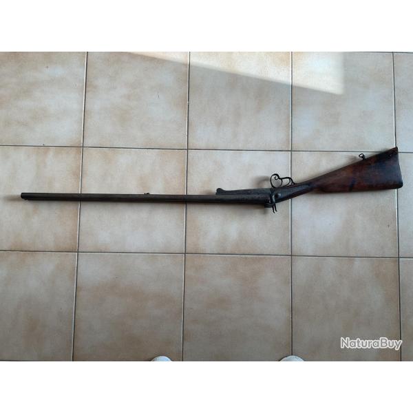 Fusil de chasse a broche juxtapos� grav� et canon damas cat�gorie D