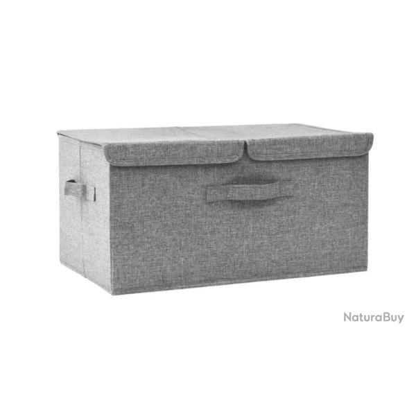 Bo�te rangement tissu gris 50x30x25 cm pliable avec compartiments
