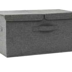 Bo&icirc;te rangement tissu gris anthracite 50x30x25 cm pliable avec compartiments
