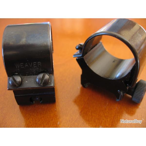 Jeu de colliers WEAVER USA Top Mount, diam�tre 25,4 pour rail de 21mm