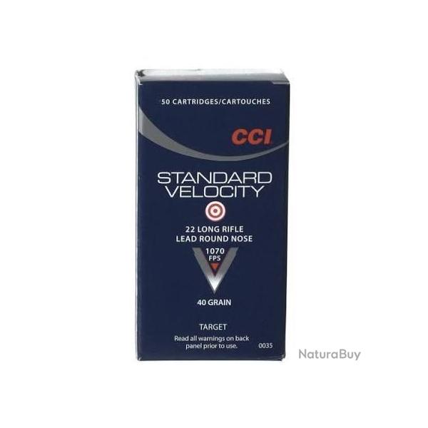 CCI STANDARD VELOCITY CAL. .22 LR LRN T�TE PLOMB RONDE 40GR 2,59 G BTE 50  X 1.000 Boites
