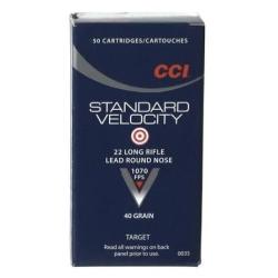 CCI STANDARD VELOCITY CAL. .22 LR LRN T&Ecirc;TE PLOMB RONDE 40GR 2,59 G BTE 50  X 500 Boites