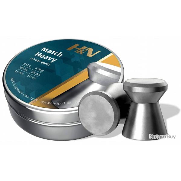 H&N 500 plombs 4.5mm Heavy Match - HN PLOMBS MATCH 4.50 HEAVY BTE/500