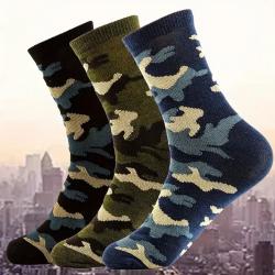 Lot de 3 paires de chaussettes mi-tube camouflage Homme streetwear Multicouleur