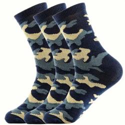 Lot de 3 paires de chaussettes mi-tube camouflage Homme streetwear Bleu