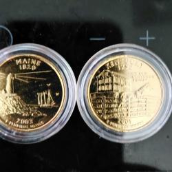 2 quarters dollar dor&eacute;s "maine et kentucky"