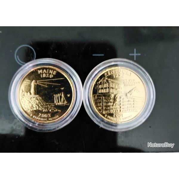 2 quarters dollar dor�s "maine et kentucky"