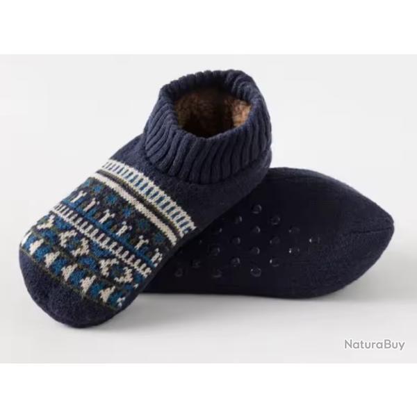 Chaussettes Chaussons thermiques �paisses Unisexe Antid�rapants Chaussons doux 41-42 Bleu fonc�