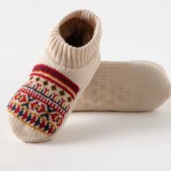 Chaussettes Chaussons thermiques &eacute;paisses Unisexe Antid&eacute;rapants Chaussons doux hiver 38-40 Beige