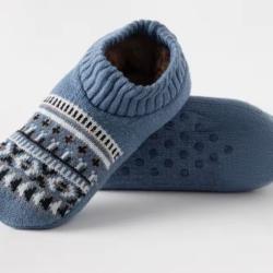 Chaussettes Chaussons thermiques &eacute;paisses Unisexe Antid&eacute;rapants Chaussons doux hiver 38-40 Bleu