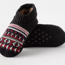 Chaussettes Chaussons thermiques &eacute;paisses Unisexe Antid&eacute;rapants Chaussons doux hiver 41-42 Noir