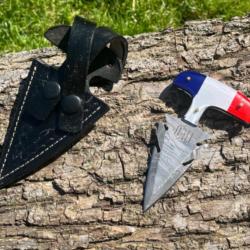 Pushdagger lame Damas 8,5cm forg&eacute;e LLF &eacute;dition patriote ench&egrave;re