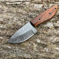 Couteau &agrave; d&eacute;pecer/bushcraft damas forg&eacute; LLF 18cm ench&egrave;re