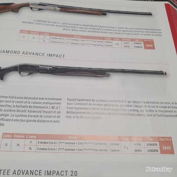 fusil Benelli BE DIAMOND - neuf - canon de 71cm