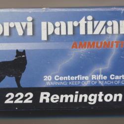 (5936) PORT OFFERT Une boite neuve de 18 cart.  222 REM par Partizan 50 gr SP