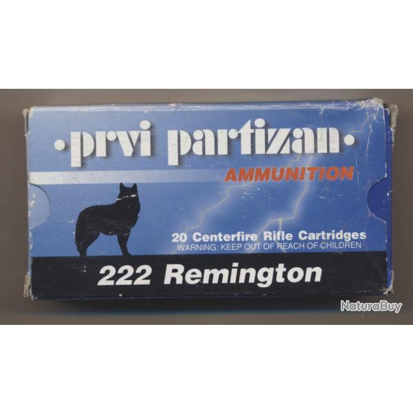 (5936) PORT OFFERT Une boite neuve de 18 cart.  222 REM par Partizan 50 gr SP