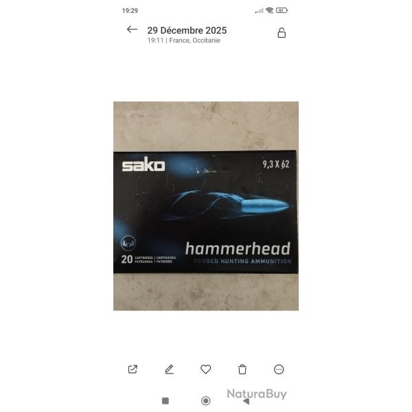 Balles SAKO HAMMERHEAD 9.3x62