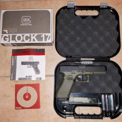 Glock17 Gen5 Battlefield Green 6mm airsoft, mallette Glock, 10 cibles, 5 sparclettes & speedloader