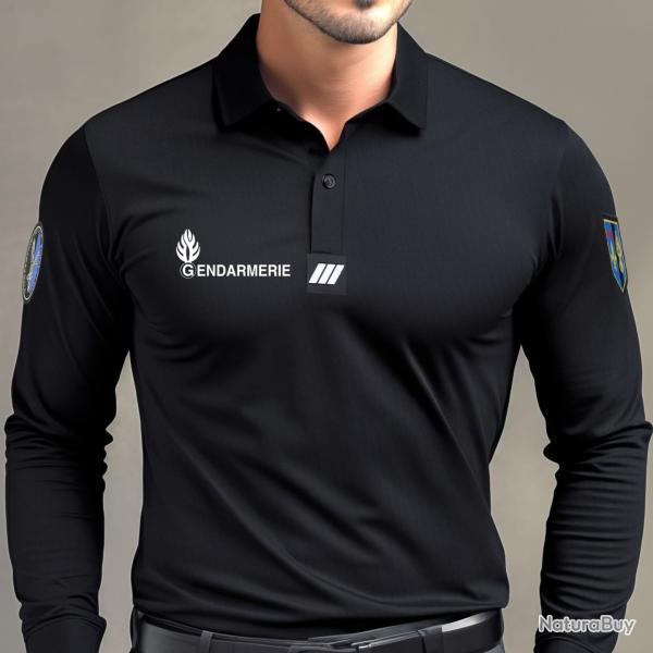 Polo Gendarmerie Manches Longues Cooldry Noir