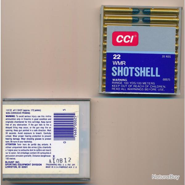 PORT OFFERT ! BOITE 22 MAGNUM GRENAILLE pleine et compl�te (20pi�ces) sous protection plastique 5933