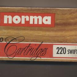(5933)  PORT OFFERT Une boite  de  11 cart. .220 SWIFT neuves NORMA