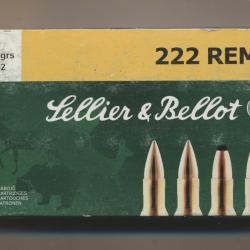 (5936) PORT OFFERT Une boite neuve 20 CARTS  222 REM Sellier et Bellot NON OUVERTE