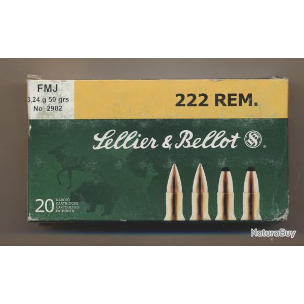 (5936) PORT OFFERT Une boite entam�e de 18 CARTS  222 REM Sellier et Bellot