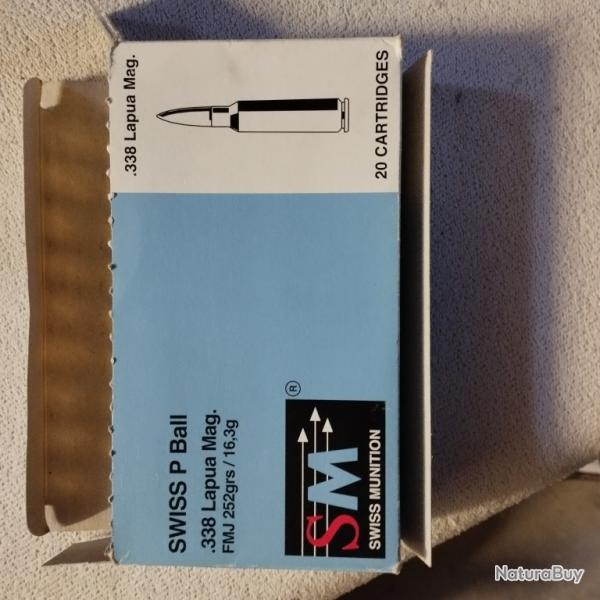 CARTOUCHES NEUVES 338 LAPUA MAG SWISS MUNITION