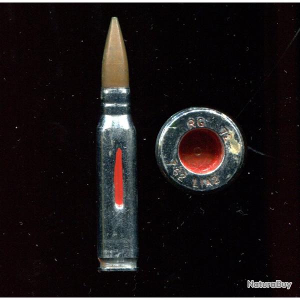 .30 NATO Dummy - ANgleterre - marquage : RG 72  7.62 L1A2 - �tui nickel� 3 flutes rouges