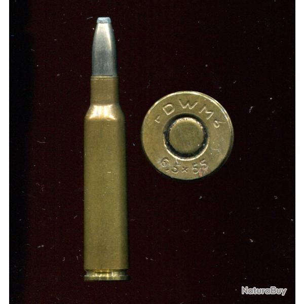6.5 x 55 Mauser Mle 1894 - marquage : DWM 6,5 x 55 - �tui laiton- balle nickel pointe plomb