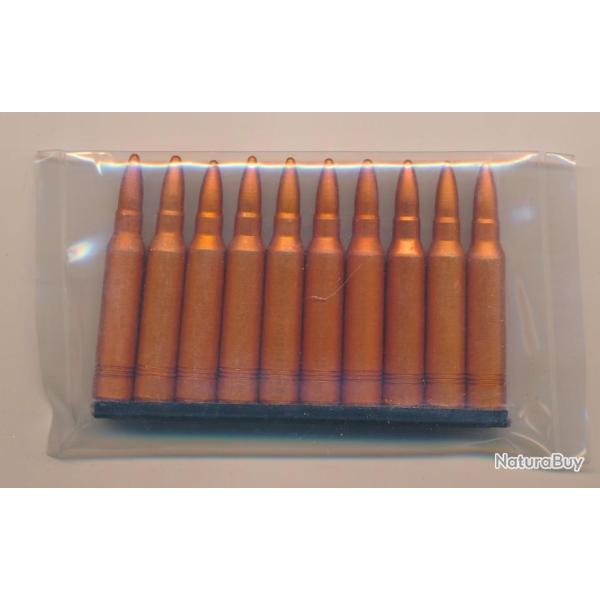 Un clip de 10 cartouches de manipulation Mle F1 , 5,56x45 (.223) pour FAMAS fabrication EFAB bourges