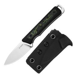 KI1108A3 Kizer Whiskey Jack - Couteau Lame Acier AEB-L Satin Manche G10 Damascus Etui Kydex