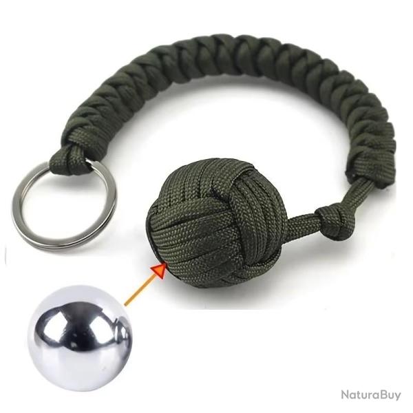 Porte clef de d�fense avec balle en acier, poing de singe couleur Kaki