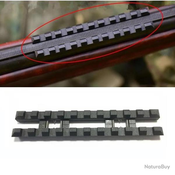 Rail Picatinny en acier pour bande ventil�e de fusil de 10 mm de large