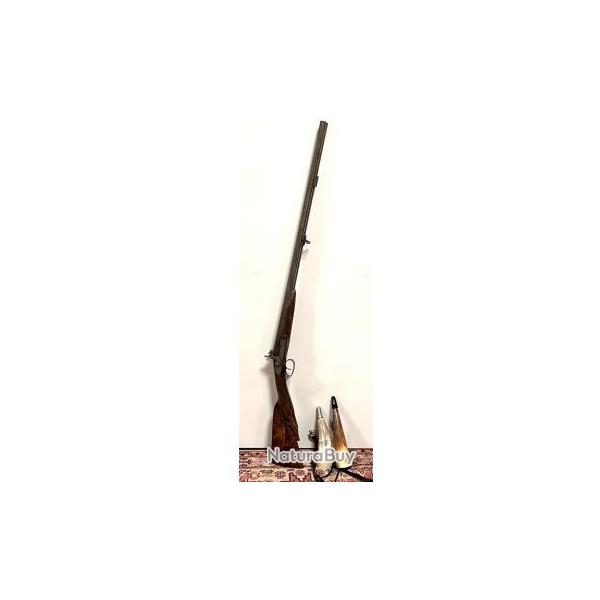 TRES ELEGANT FUSIL de CHASSE � PERCUSSION / CROSSE SCULPTEE