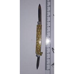 Ancien petit couteau de poche pliant paillettes dor&eacute;e vintage