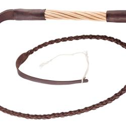 Fouet de chasse &agrave; manche torsad&eacute; en saule, flotte cuir - Country - Manche en saule