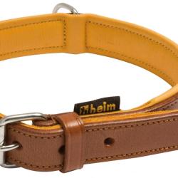 Collier pour chien cuir marron, doubl&eacute; cuir - Heim - Collier cuir 50 cm