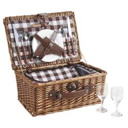 Valise pique-nique isotherme 2 personnes (porcelaine) - Panier Osier + porcelaine
