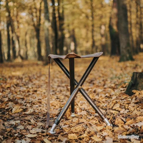 Trepied Luxe dessus cuir - base pieds alu - Hauteur : 85cm