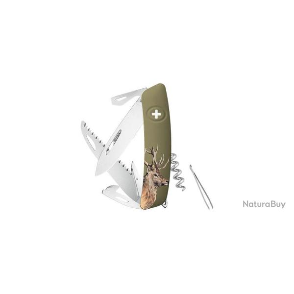 Couteaux suisses D05, olive, impression Cerf Swiza