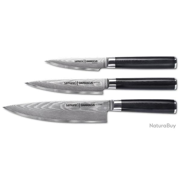 Set DAMASCUS Coffret 3 couteaux Samura