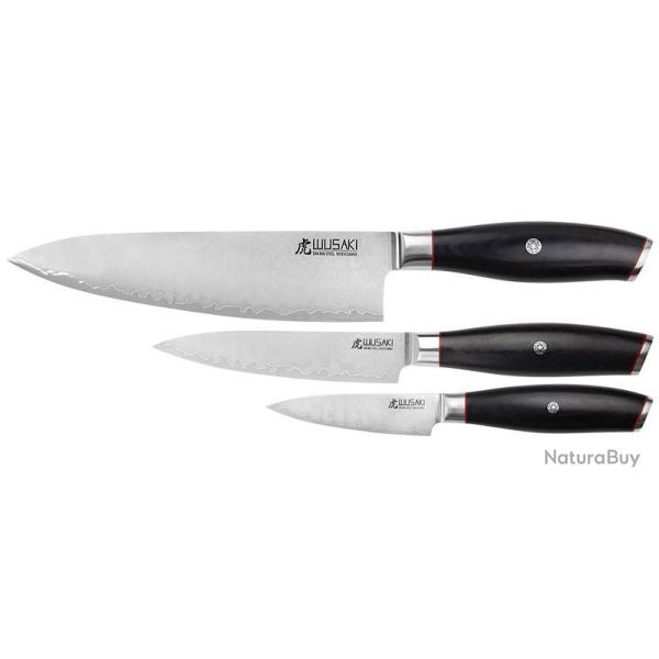 Set San Mai 10Cr15 - Coffret 3 couteaux Wusaki